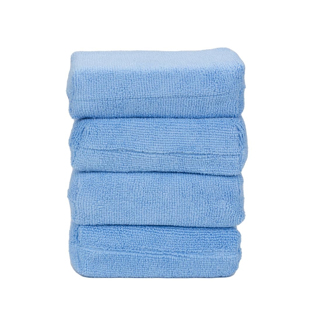 Microfiber Wax Applicator Pads Maxshine 4-Pack | 4.5" Blue, Soft Microfiber, Ergonomic Foam Core | Scratch-Free, Stitched Edge, Durable Reusable Car Wax Application