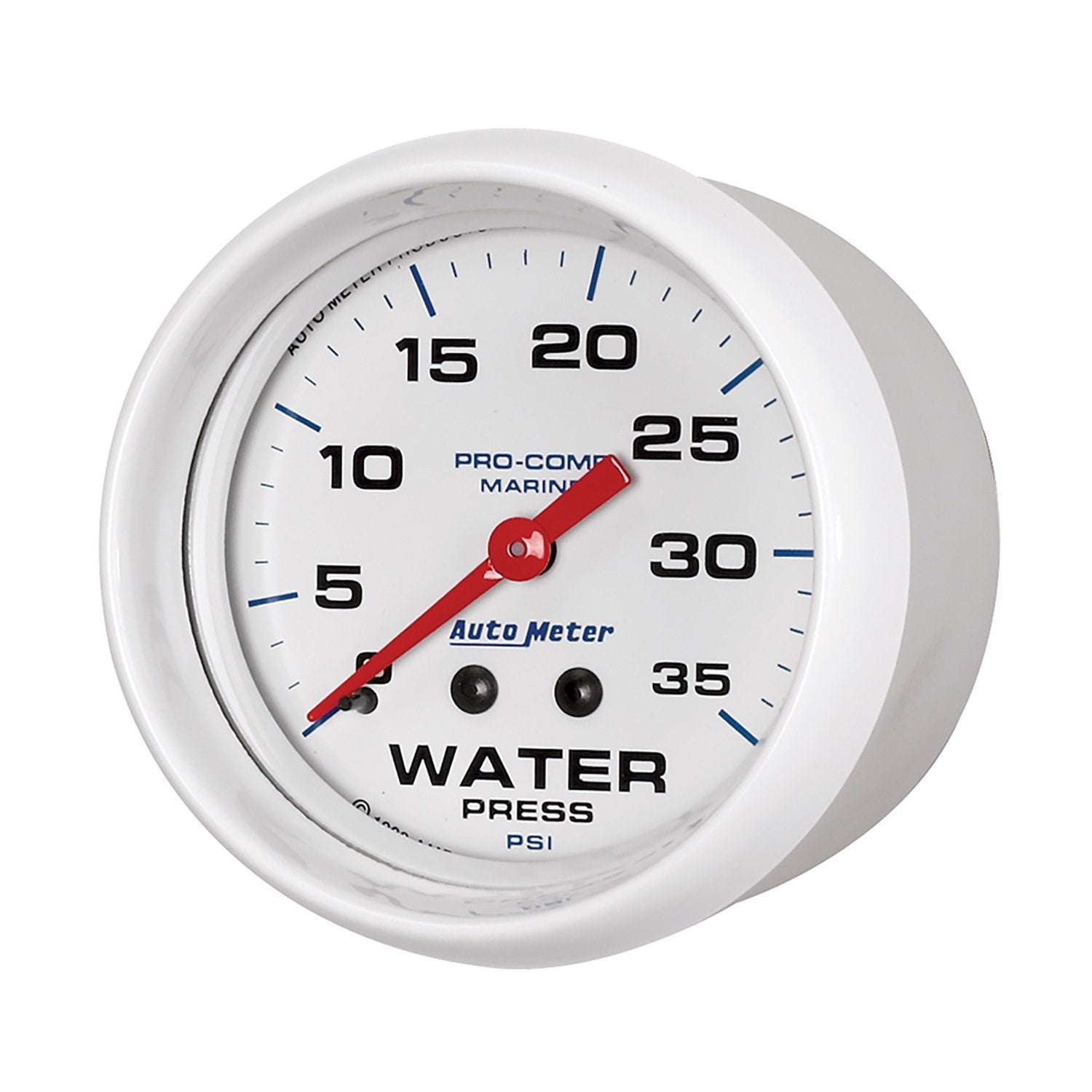 Gauge AutoMeter 200773 Water Press (Marine White 2 5/8", 35Psi, Mechanical, Marine White)