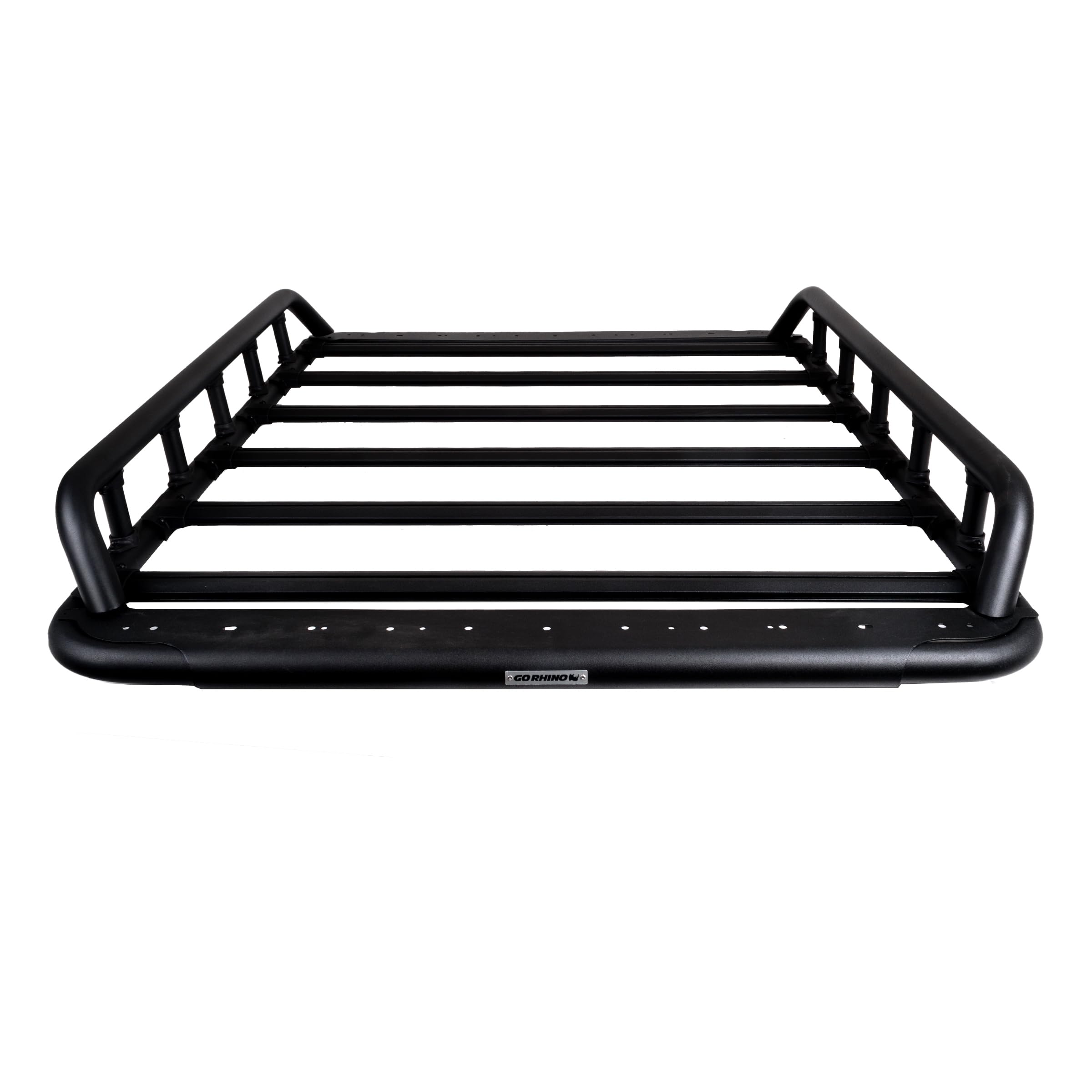 SRM 500 Go Rhino Flat Platform Roof Rack w/Dual Rail & Clamps | Aluminum, Textured Black, L: 65" x W: 52" | 5935261T | Mounts to Most Cross Bars