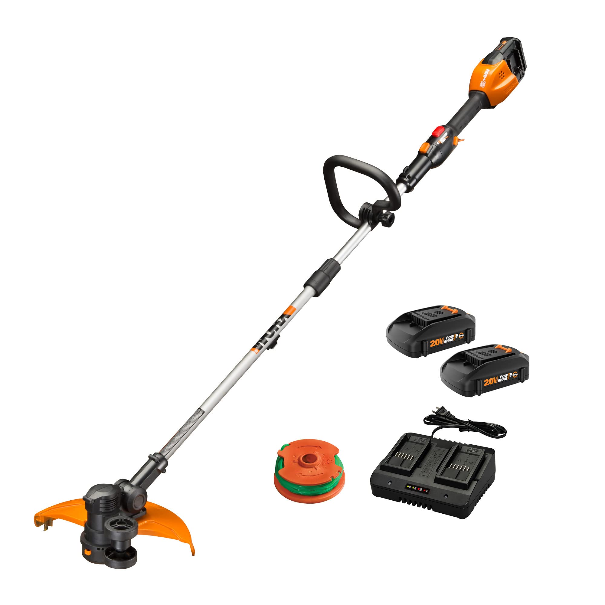 Worx Cordless String Trimmer, Edger 40V Power Share Weed Trimmer 13" (2 Batteries & Charger Included) WG184