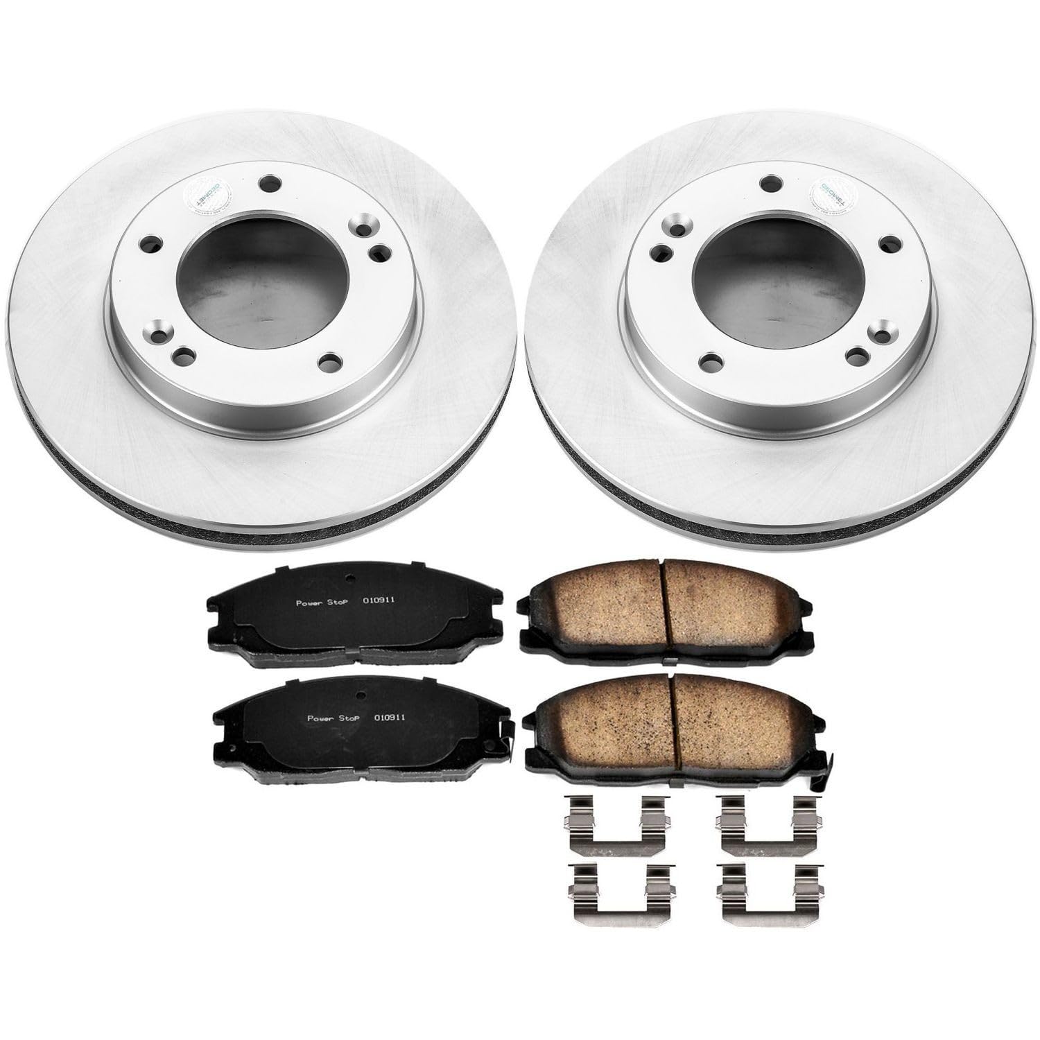 Coated Brake Rotor and Ceramic Brake Pads Power Stop CRK5899- Front For Kia Sorento 2003-2006 [Model Specific]