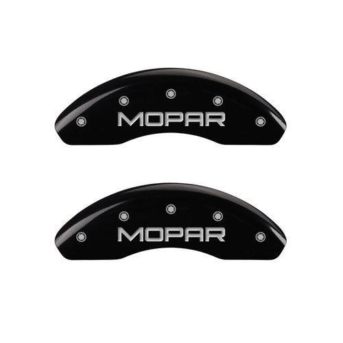 Caliper Covers MGP 42013SMOPBK Black Powder Coat Finish Front and Rear Caliper Cover, Set of 4 (MOPAR Silver Characters, Engraved)