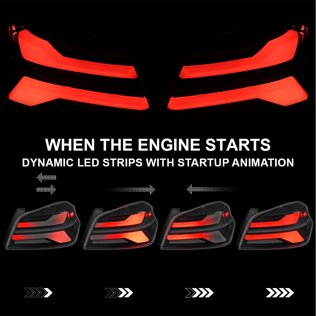 Full LED Black Tail Lights SPEC-D TUNING w/Sequential Signal, Startup Animation Compatible with 2015-2021 Subaru WRX and WRX STI