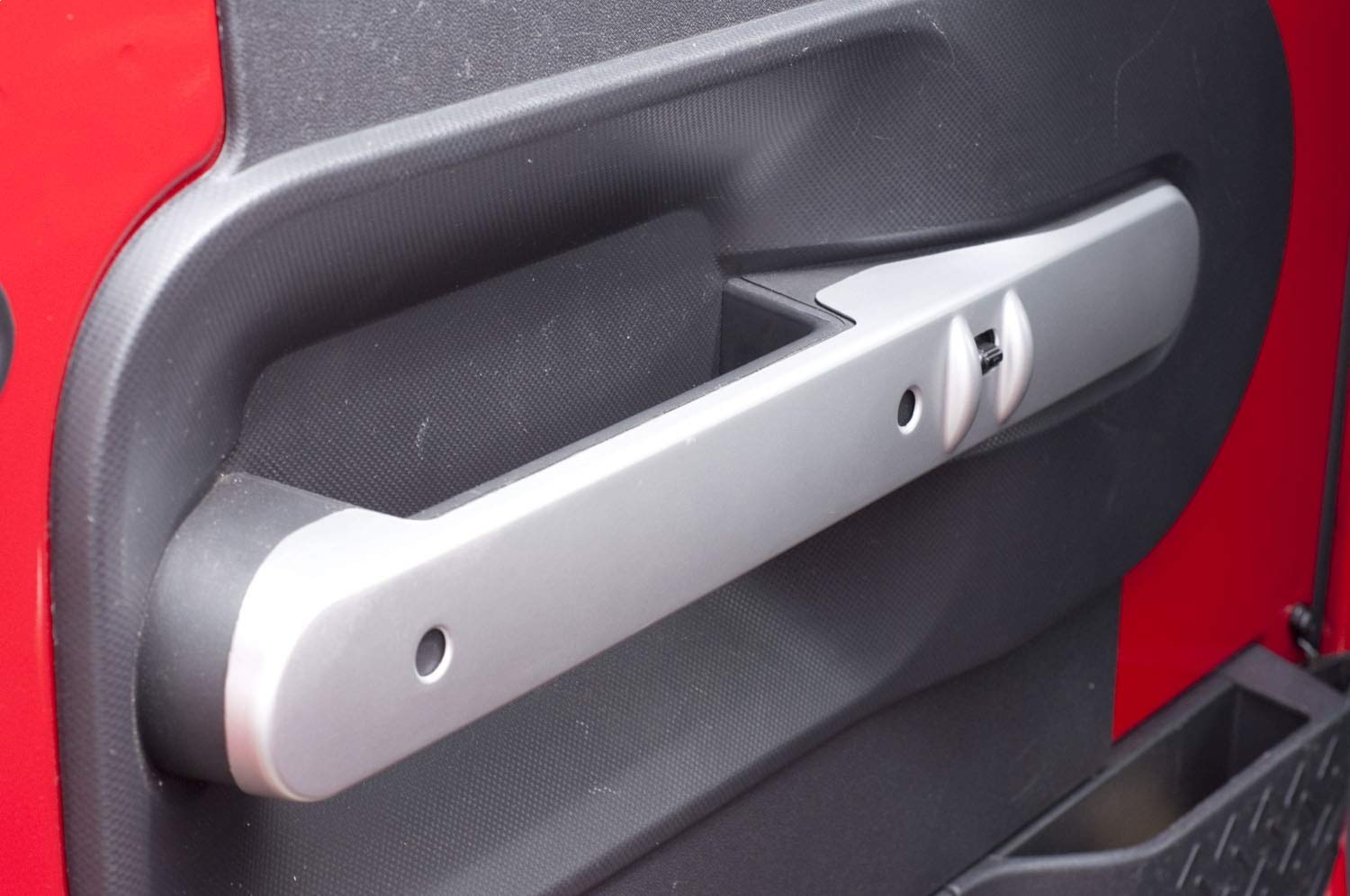 Door Handle Trim, Rugged Ridge Front, Brushed Silver | 11151.16 | Fits 2007-2010 Jeep Wrangler JK