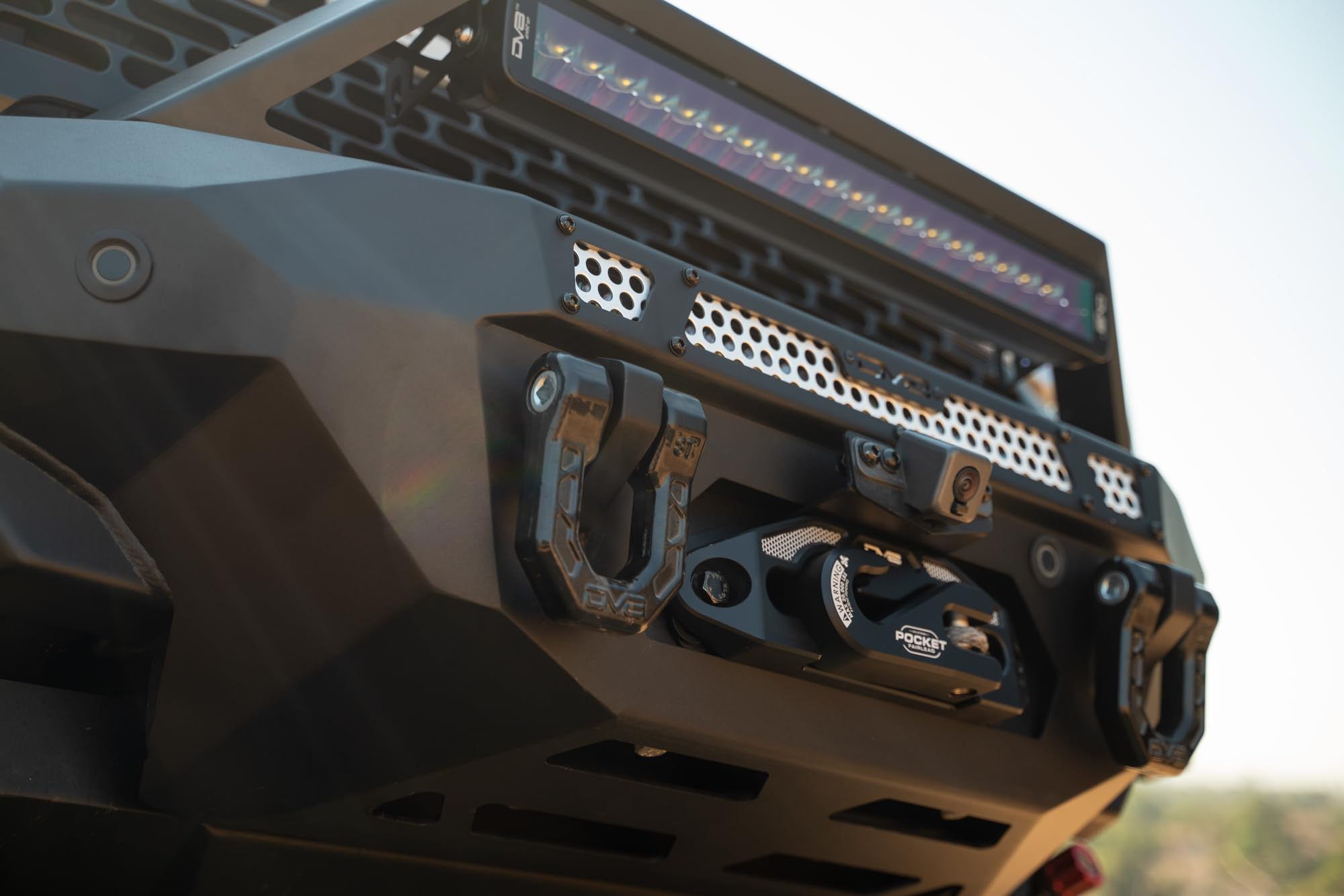 MTO V2 DV8 Front Bumper for 2021-2025 Ford Bronco | Hidden Heavy-Duty Winch Mount | Included Steel Bull Bar | Light Bar & Pod Light Mounts | Two D-Ring Mounts | Micro-Texture Black Powder Coat | Steel