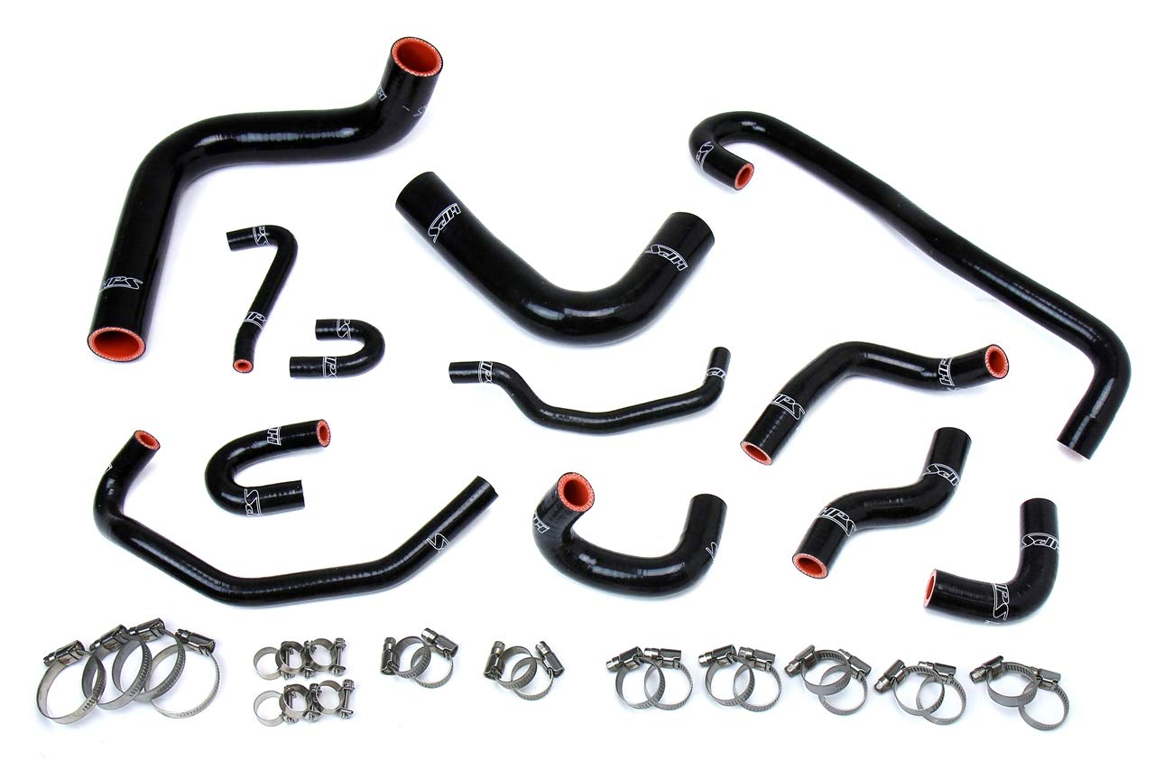 Black HPS 57-1656-BLK Silicone Radiator and Heater Hose Kit Coolant