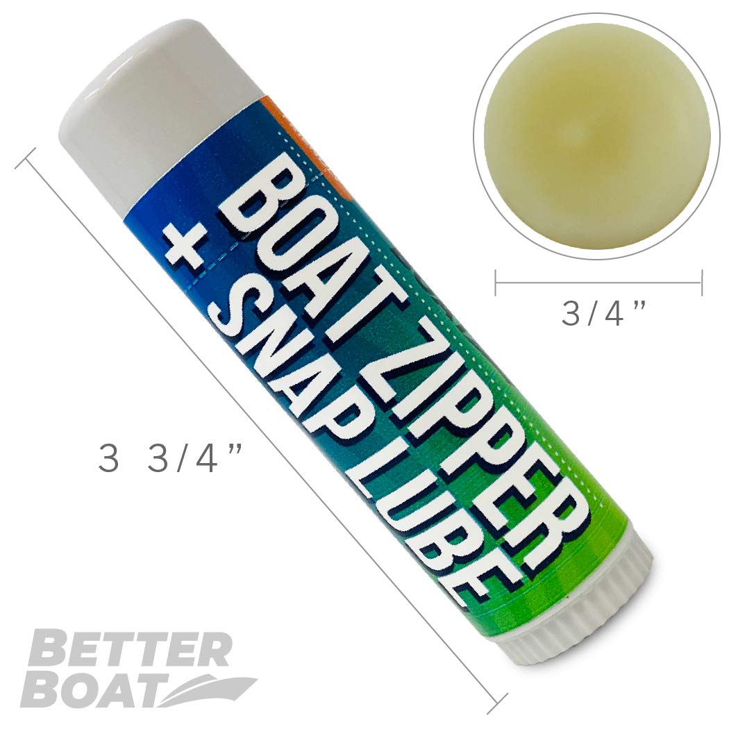 Zip Lube Zipper Wax - Marine Grade Lubricant Stick and Tool for Boat Canvas, Bimini Snaps, Metal Zippers, Jackets, Coolers, Vinyl Panels, Wetsuits, Drysuits - No Oil Mess