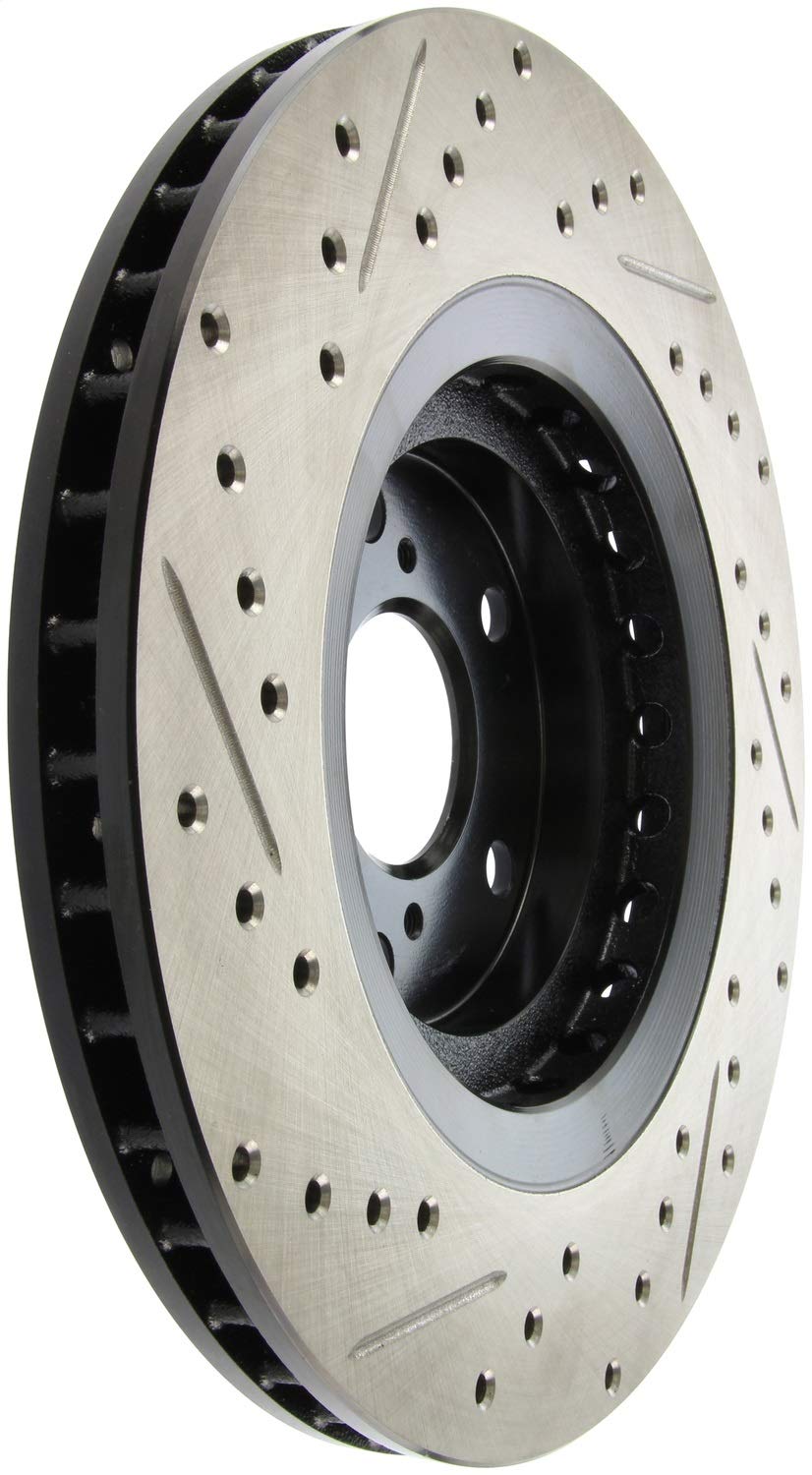 Automotive Replacement StopTech 127.44158L Front Left Drilled and Slotted Disc Brake Rotor Fits Select Lexus NX200t/NX300/NX300h/RX350, Toyota Highlander/Sienna