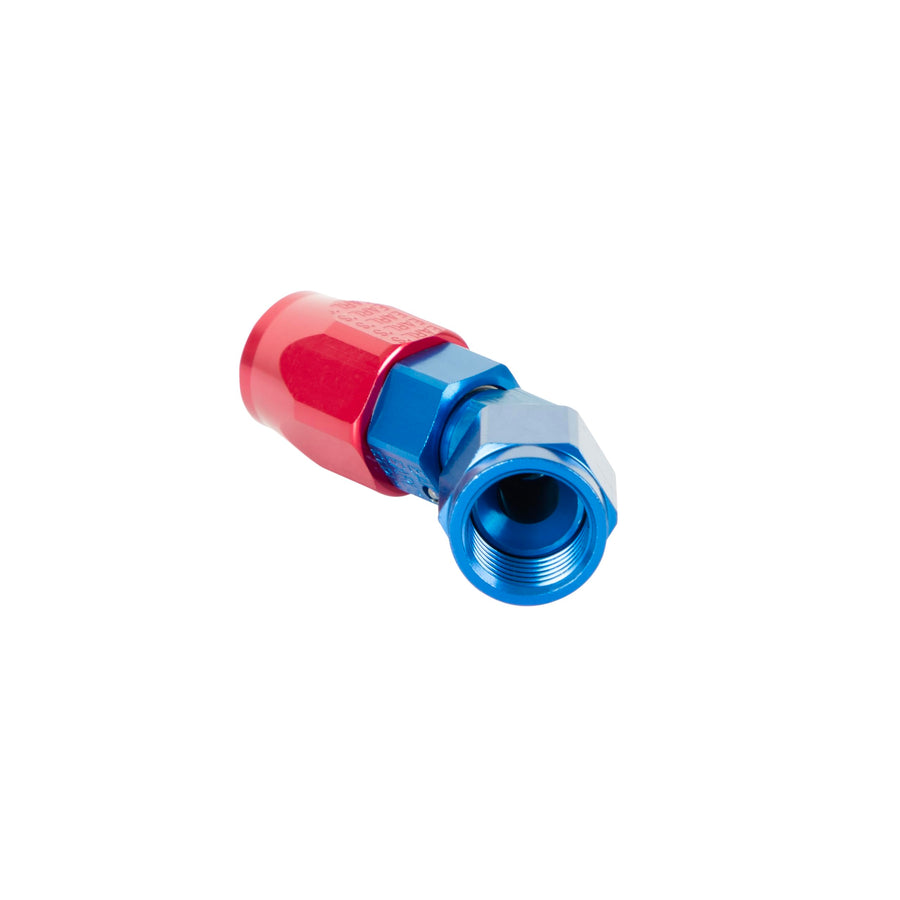 Earl's Swivel-Seal® 45 Degree Hose End -6 AN - Red/Blue - Clamshell Package