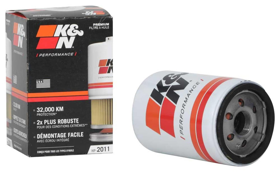 K&N Oil Filter Premium: 20,000 Mile Engine Protection with Wrench Off Nut: Compatible with Select 2009-2022 BUICK/CADILLAC/CHEVROLET/FORD (See Product Description for Select Models), HP-2011