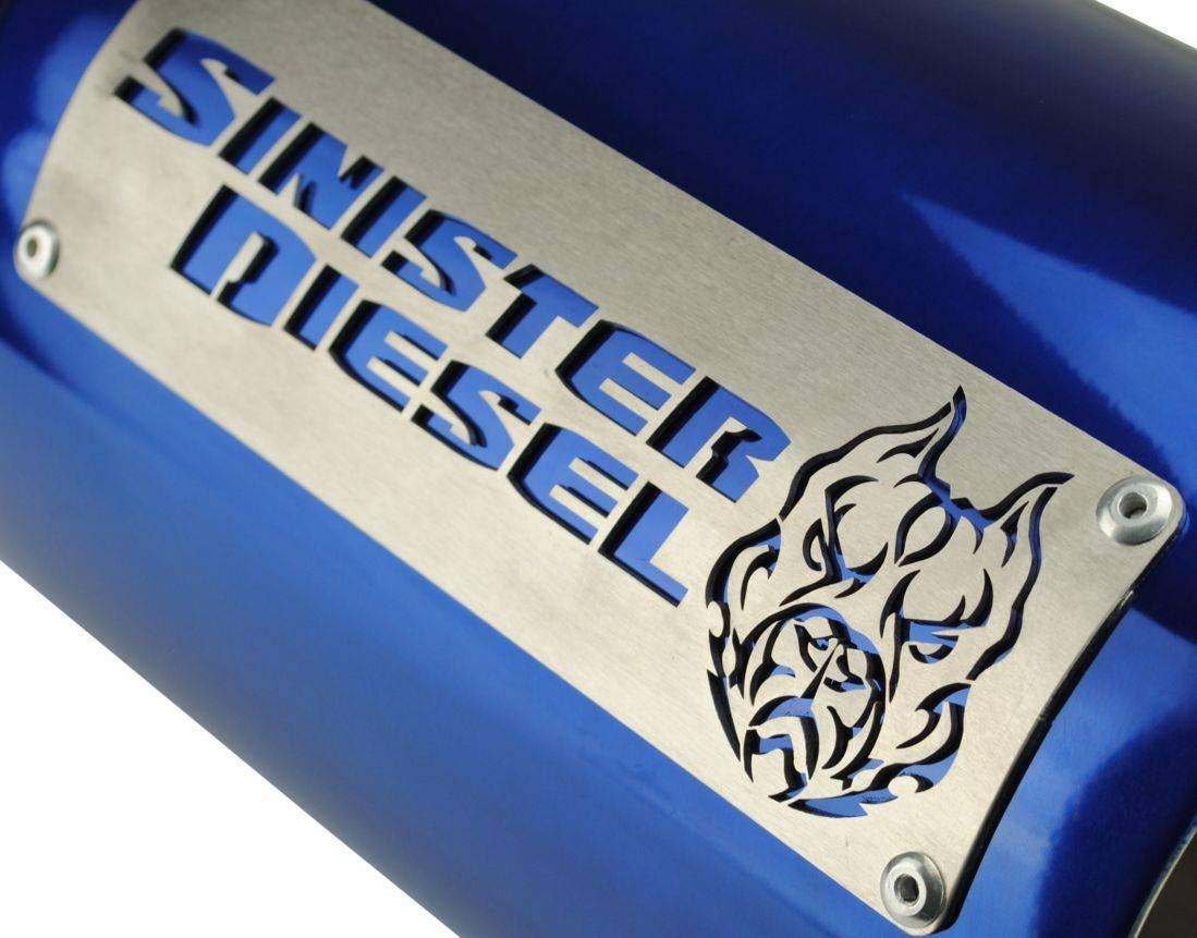 Dual Wall Sinister Diesel Exhaust Tip W/ Angle Cut 4" to 8" Blue