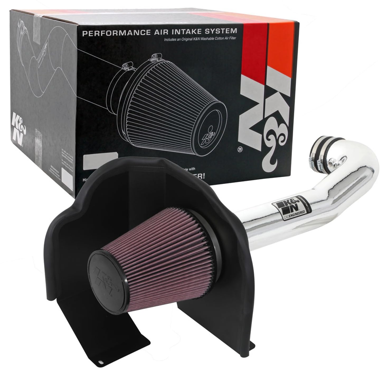 Cold Air Intake System K&N: High-Flow Air Filter, Increase Performance & Towing: Compatible with 2014-2020 Chevy/GMC/Cadillac Silverado 1500, Suburban, Tahoe, Sierra 1500, Yukon, Escalade, 77-3082KP