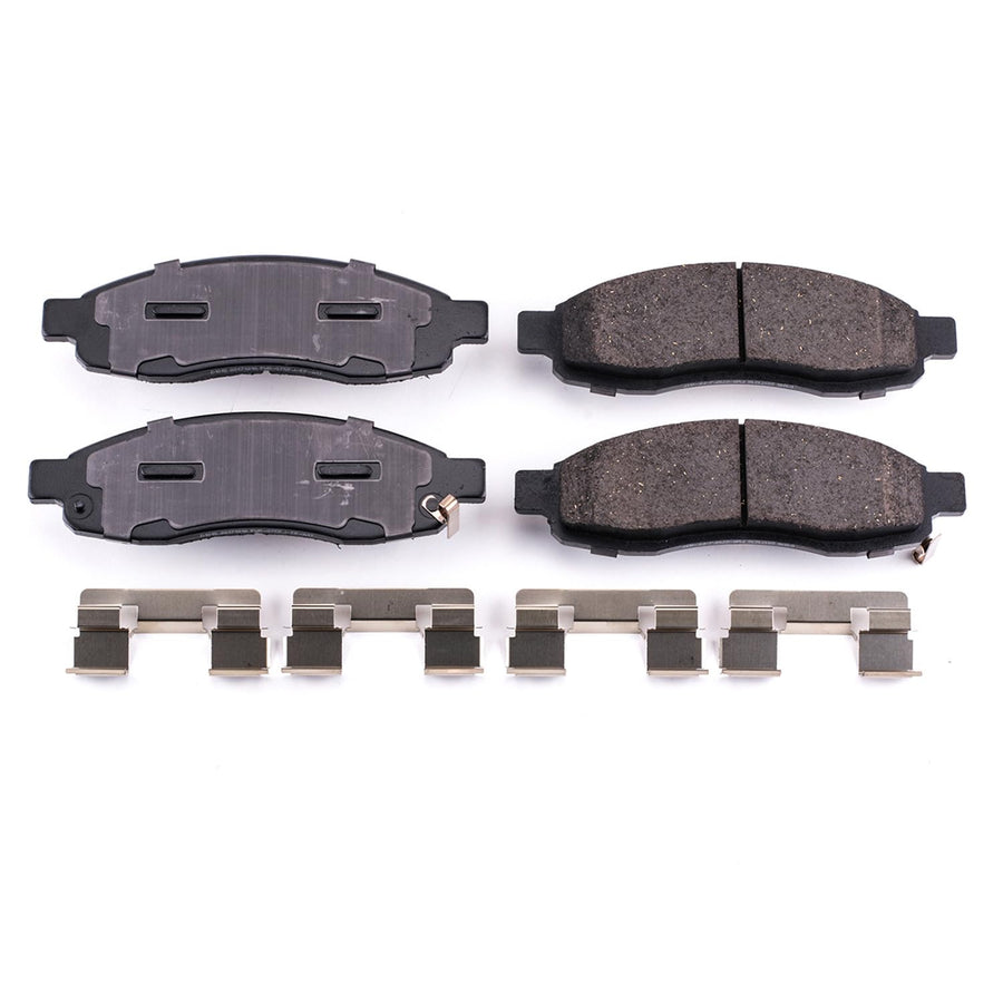 Power Stop Brake Kit Front For Infiniti QX56 2004-05 |Nissan Armada 2005 |Pathfinder Armada 2004 |TITAN 2004-05 - Ceramic Brake Pads With Installation Hardware, 17-1015