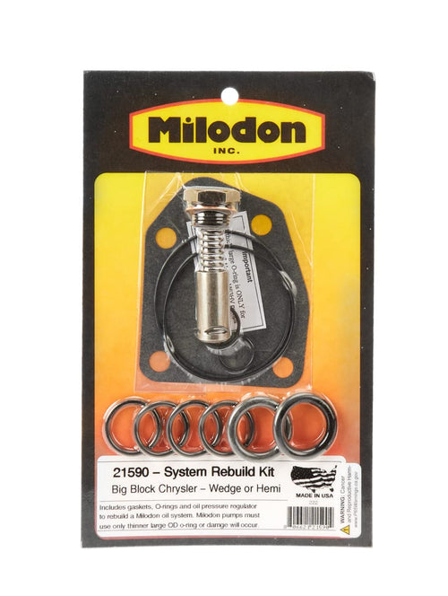 Milodon Rebuild Kit Oil System, Oil Filter Adapter/Pump Gaskets, Pressure Regulator/O-Rings, External Oil System, Mopar B/RB-Series / 426 Hemi, Kit
