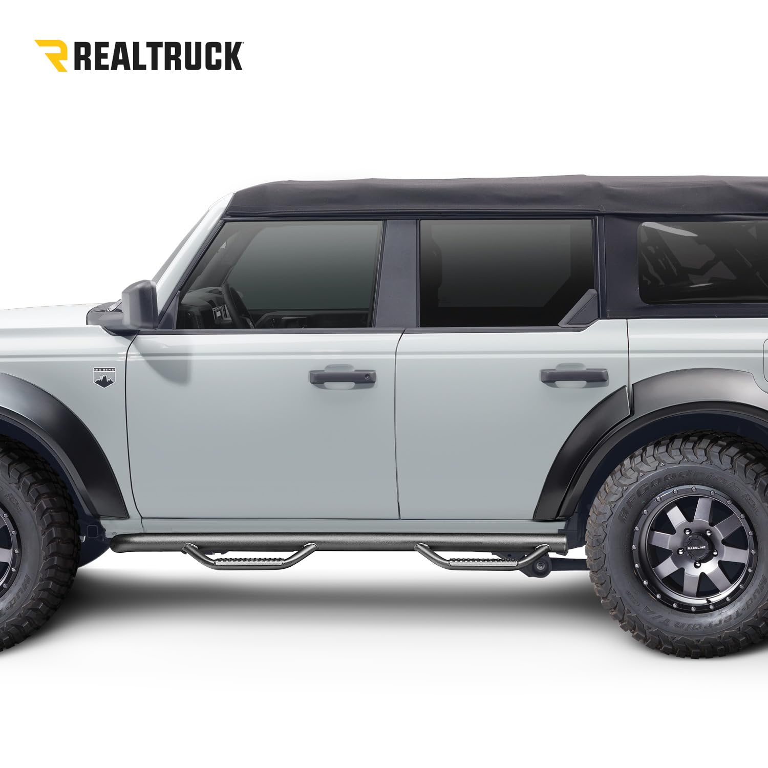 Nerf Steps RealTruck for Ford Bronco | Wheel-to-Wheel w/ Bed Access, Heavy Duty Steel, Textured Black | F2172B-TX | Fits 2021 - 2026 Ford Bronco 4 Door