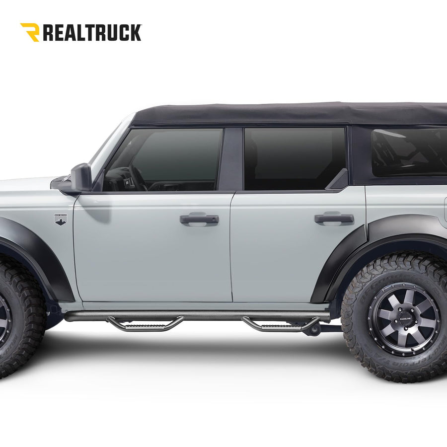 Nerf Steps RealTruck for Ford Bronco | Wheel-to-Wheel, Heavy Duty Steel, Textured Black | F2156B-TX | Fits 2021-2026 Ford Bronco 2 Door