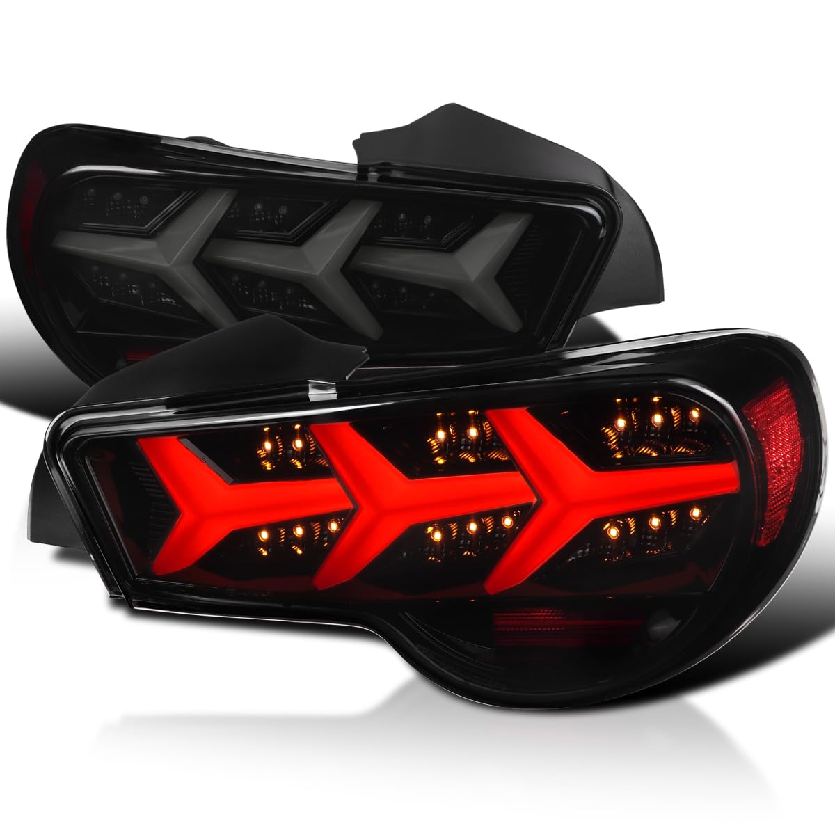 Black Smoke LED Tail Lights+Sequential LED Signal SPEC-D TUNING Compatible with 2013-2016 Scion FR-S, 2013-2016 Subaru BRZ, Left + Right Pair Assembly