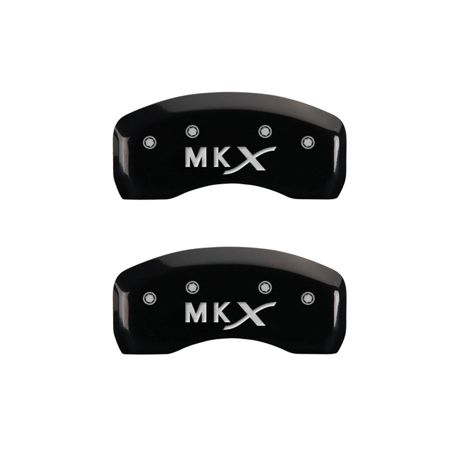 MGP Caliper Covers Black Powder Coat Finish 36021SLCXBK Front and Rear Caliper Cover, Set of 4 (Lincoln MKX Silver Characters, Engraved)