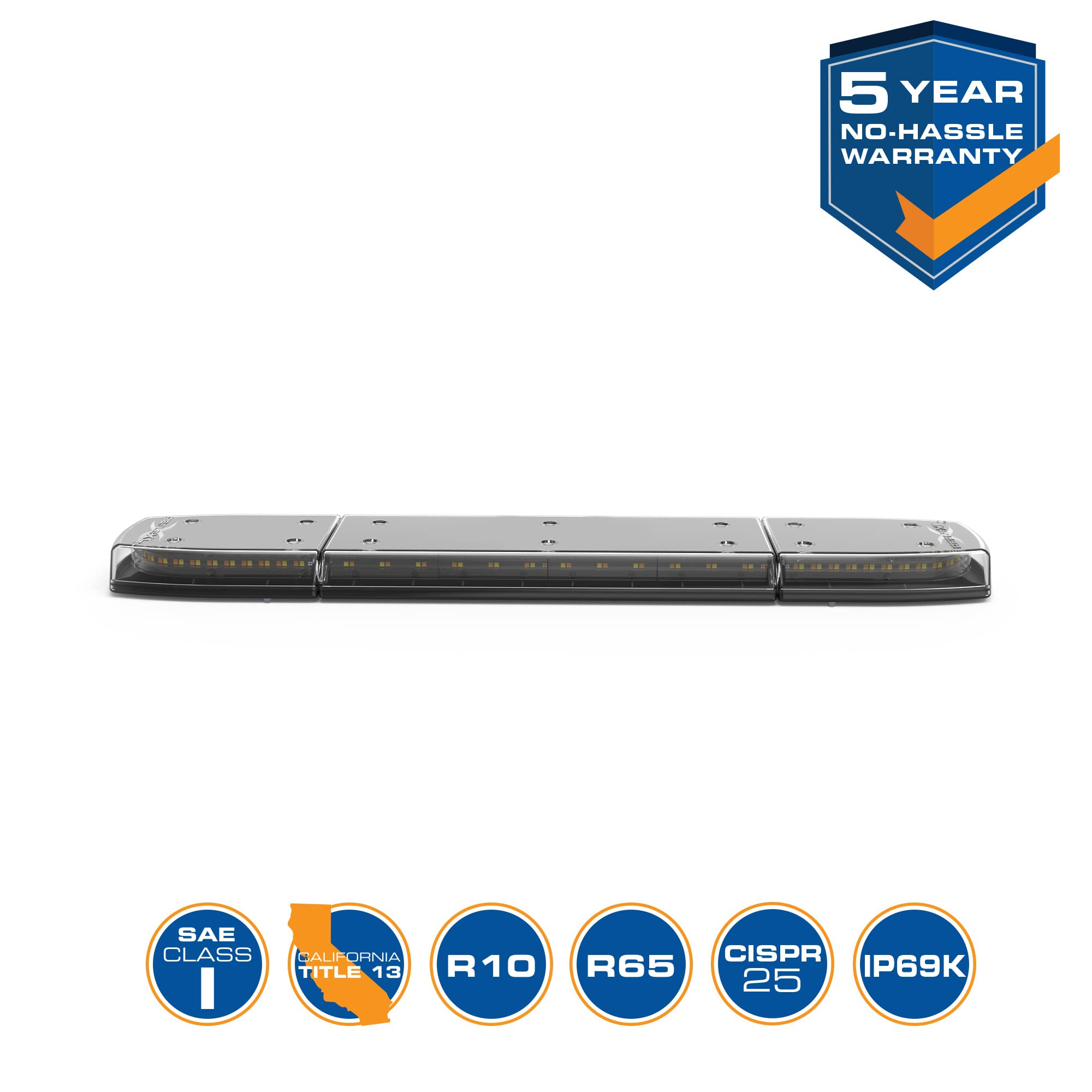 ECCO 24 Inch LED Light Bar Single Row Flood Beam Amber 79W Off Road Lights for Trucks Commercial Vehicles, 5 Year Warranty