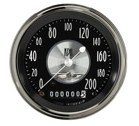 AT59SLC Classic Instruments All American Tradition 3 3/8" Speedometer 200 Kph