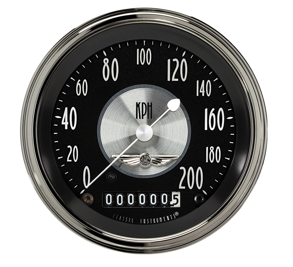 AT59SLC Classic Instruments All American Tradition 3 3/8" Speedometer 200 Kph