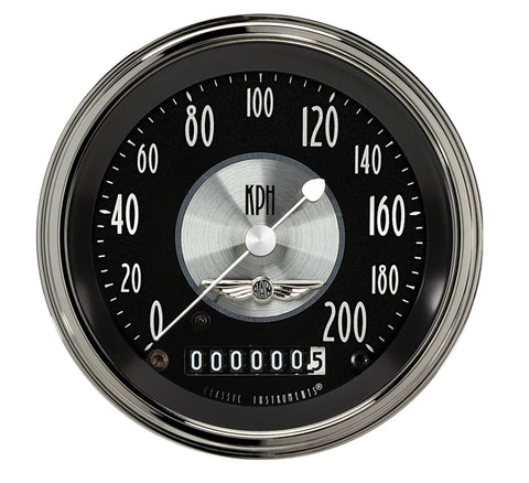 AT59SLC Classic Instruments All American Tradition 3 3/8" Speedometer 200 Kph