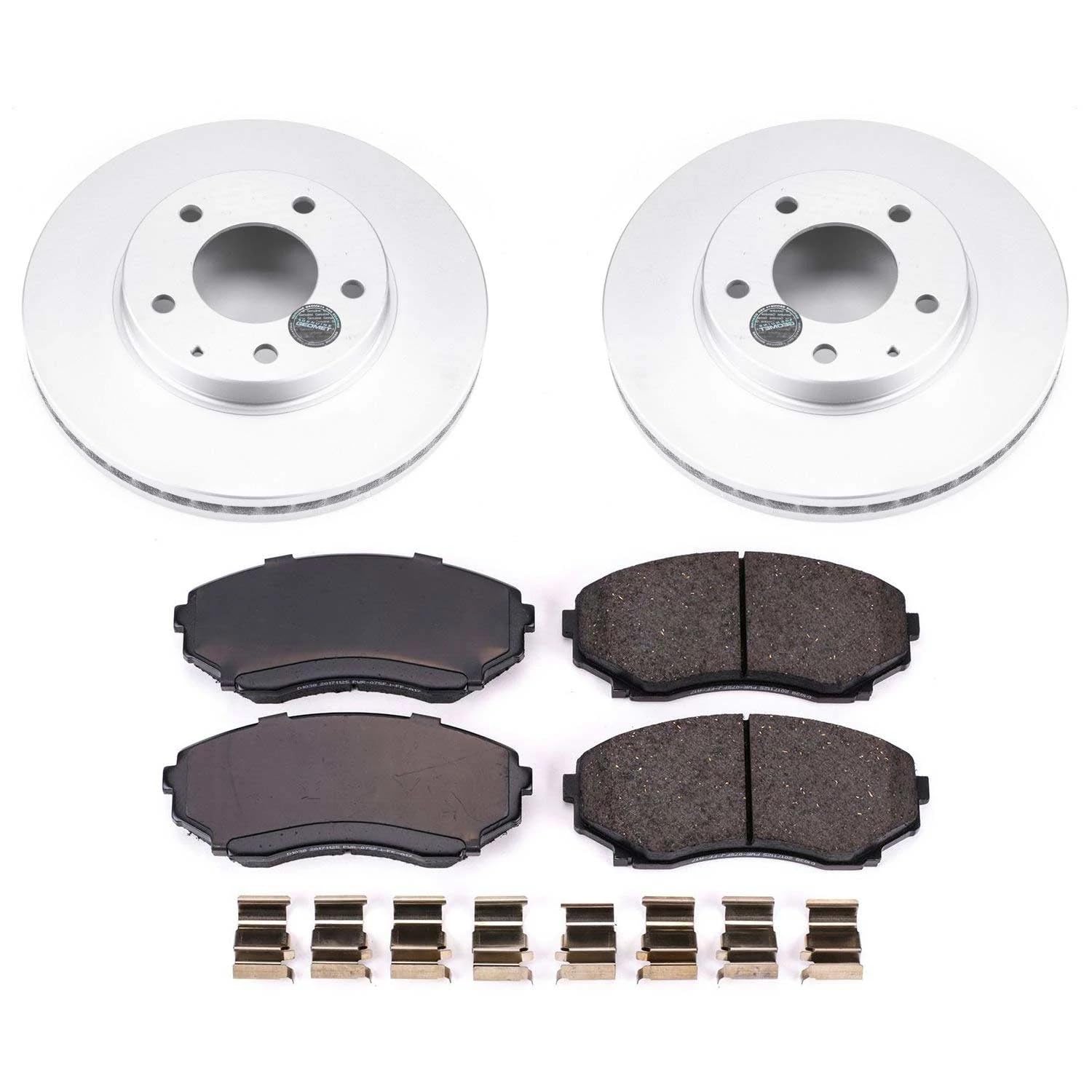 Power Stop CRK1184 Brake Rotors and Z17 Front Coated Brake Pads Kit For Mazda MPV 2000-2006 [Model Specific]