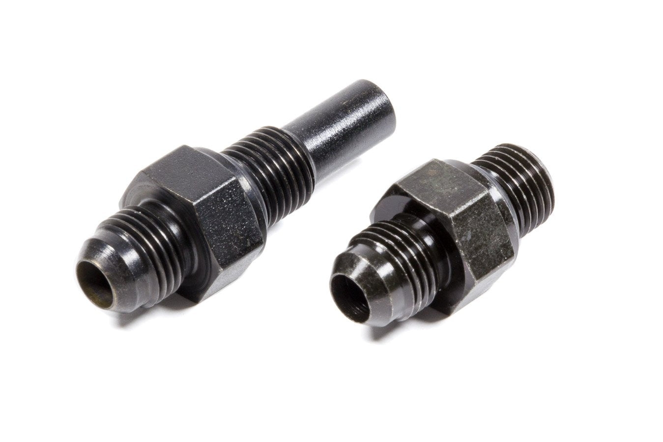 Edelbrock Adapter Fittings -6 An To 4L80 Transmission Ports Two Adapter Kit Blk Zinc Finish 641390