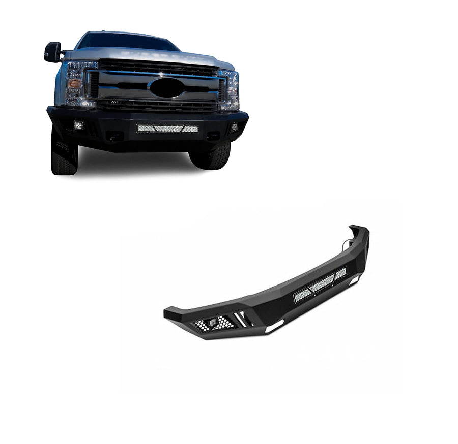 Heavy Duty Black Horse Armour Front Bumper Matte Black Includes 1 20in LED Light Bar, 2 Sets of 4in Cube Lights Compatible with 2017-2022 Ford F-250 Super Duty|2017-2022 Ford F-350 Super Duty