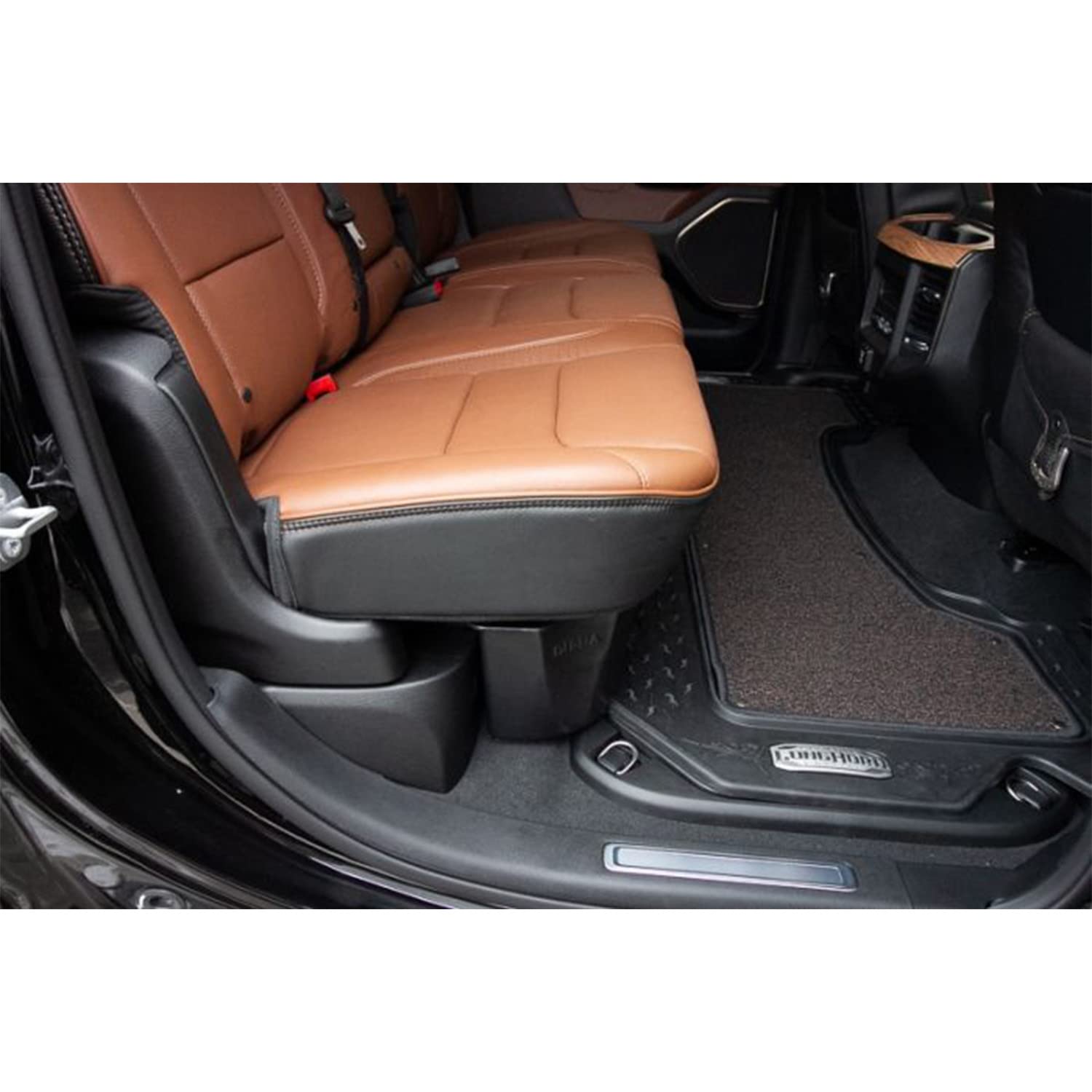 Under Seat Storage Du Ha fits 2019-2025 Ram 1500 Crew Cab New Body Style | Brown Heavy-Duty Back Seat Organizer, Includes 2-Piece Dividers | 30102