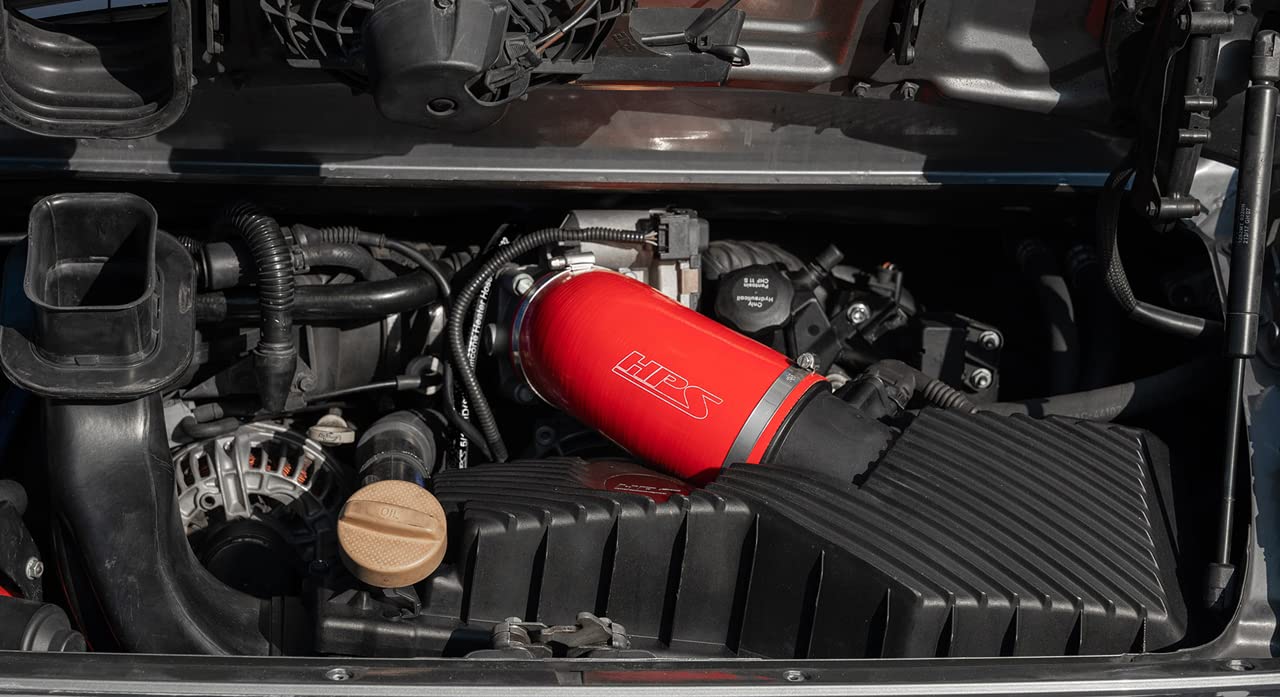 Red HPS Performance Silicone Air Intake Hose Kit Compatible for 1999-2004 Porsche 911 Carrera C2 C4 3.4L / 3.6L F6, 57-2077-RED