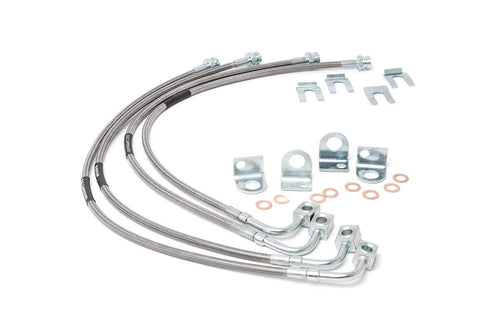 Rough Country Brake Lines Stainless for Jeep Wrangler JK w/4-6" Lift (2007-2018) - 24" FR & 22.5"RR Brake Line