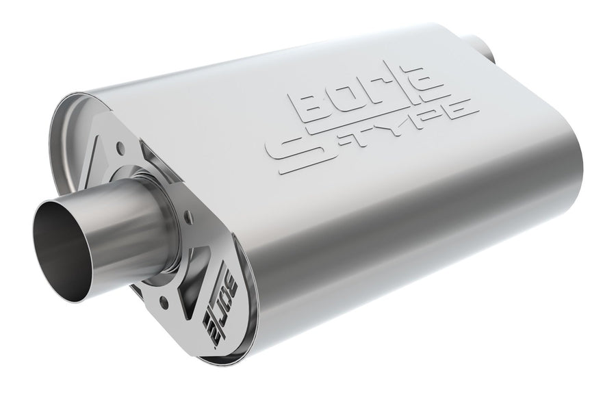 BORLA CrateMuffler 400843 for Chevrolet Small Block High Output 350/383/ 406 CID V8 3" Offset/Center 14" x 4.35" x 9.10" Body S-Type.