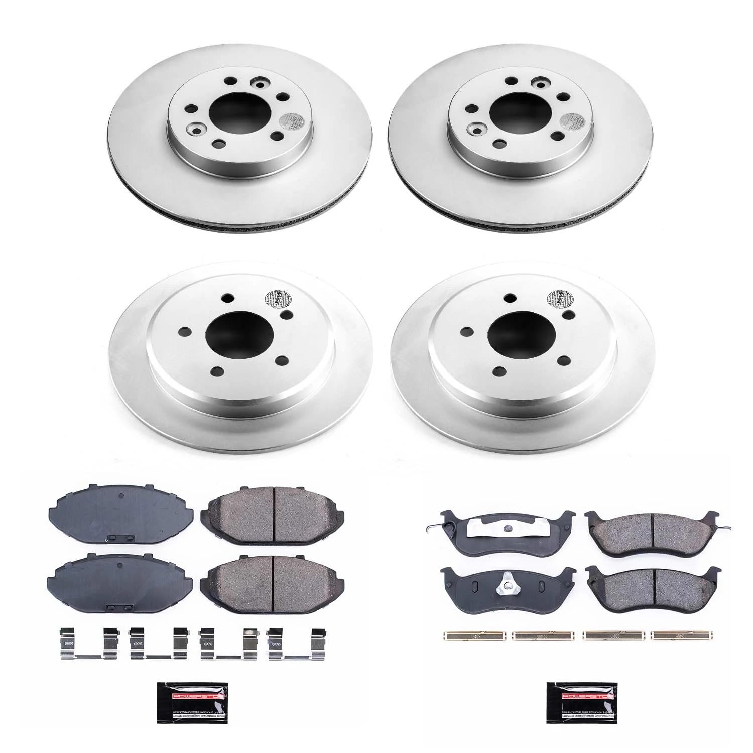 Power Stop Coated Brake Rotor and Ceramic Brake Pads CRK1336- Front & Rear