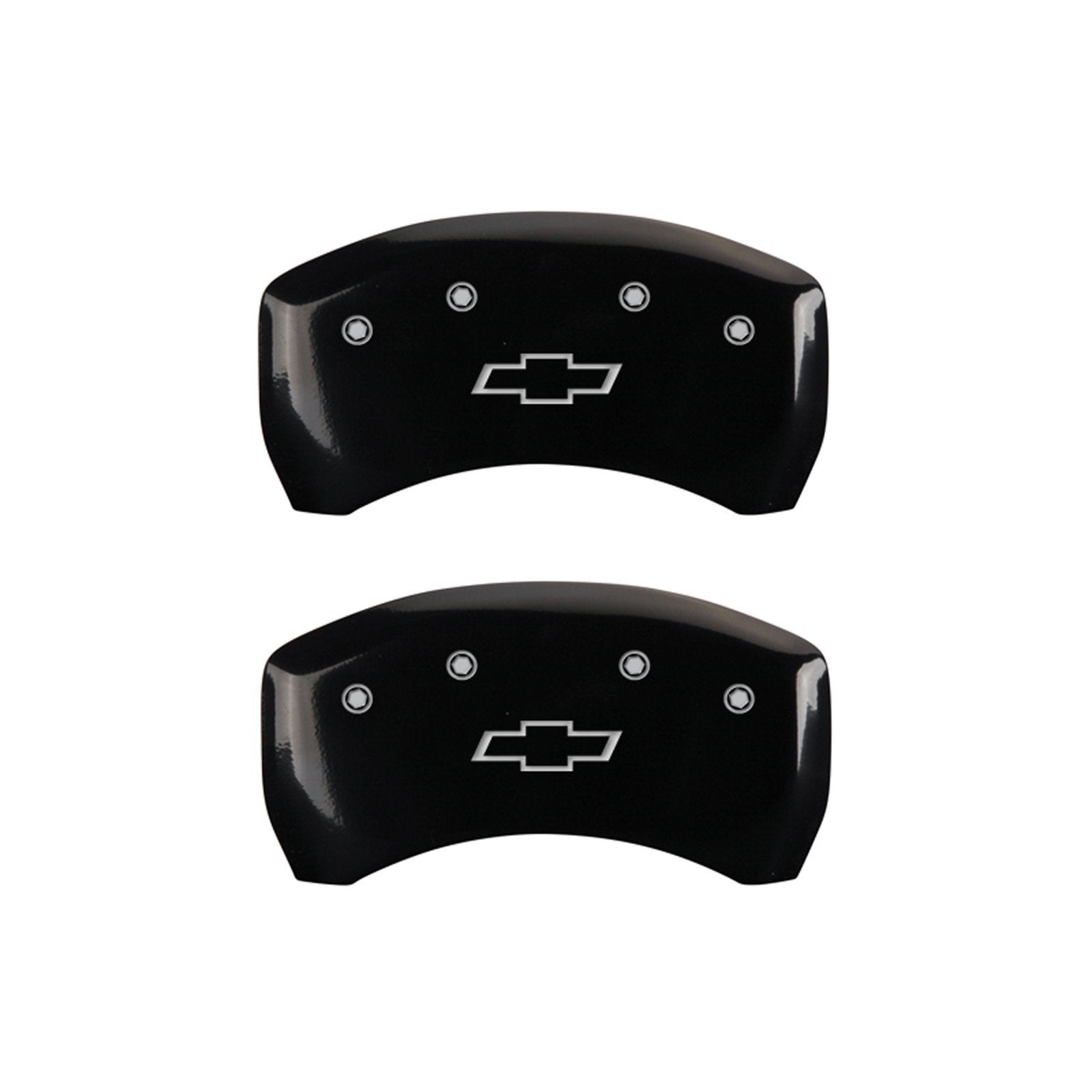 MGP Caliper Covers 'Bowtie' 14224SBOWBK Engraved Caliper Cover with Black Powder Coat Finish and Silver Characters, (Set of 4)