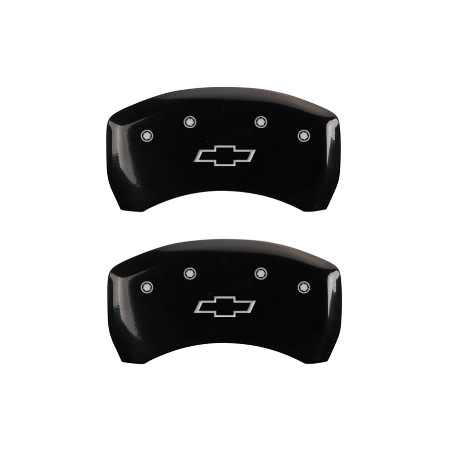 MGP Caliper Covers 'Bowtie' 14224SBOWBK Engraved Caliper Cover with Black Powder Coat Finish and Silver Characters, (Set of 4)