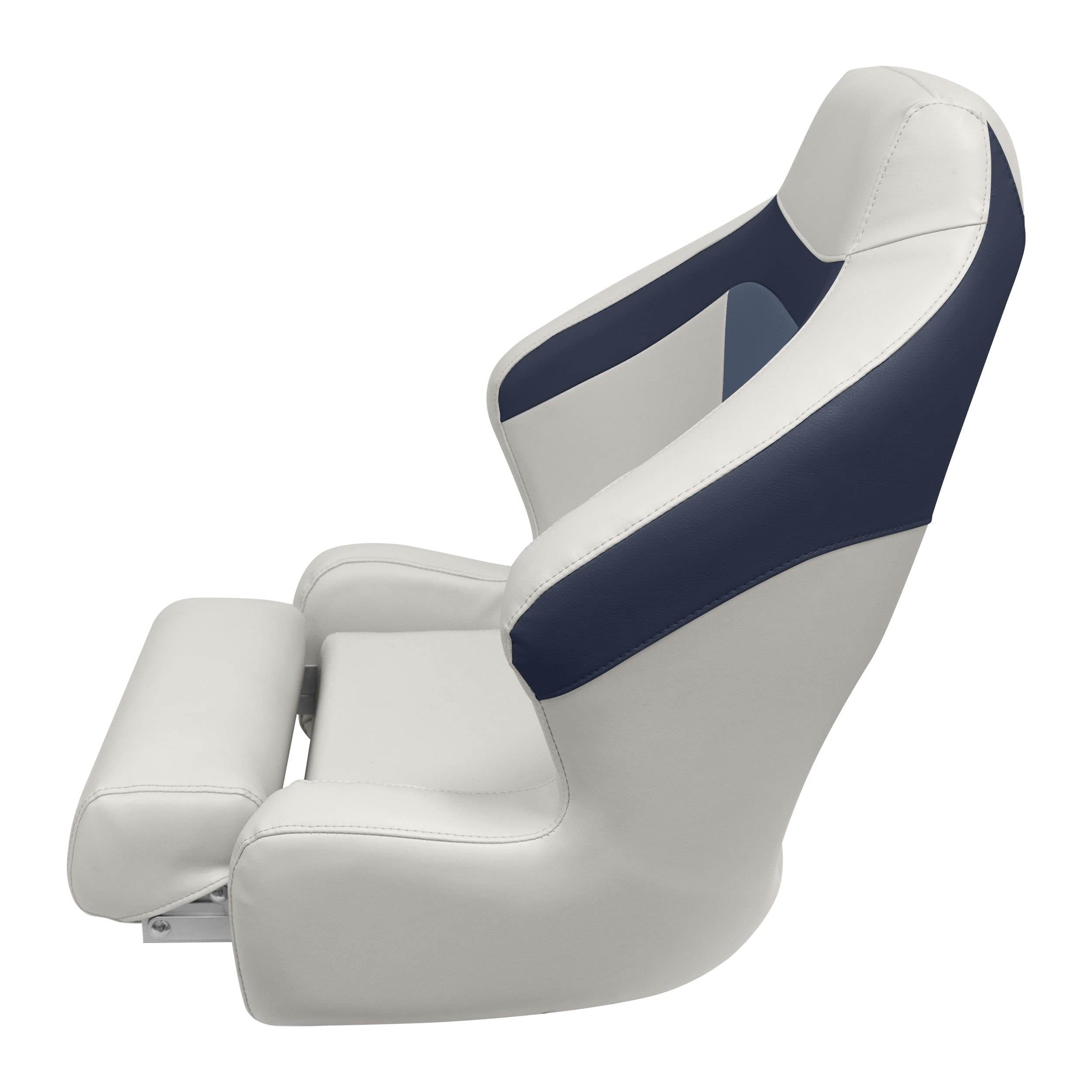 Wise Premier Series BM3338-986 Pontoon XL Bucket Seat with Flip Up Bolster, Platinum/Spectra Navy/Cobalt