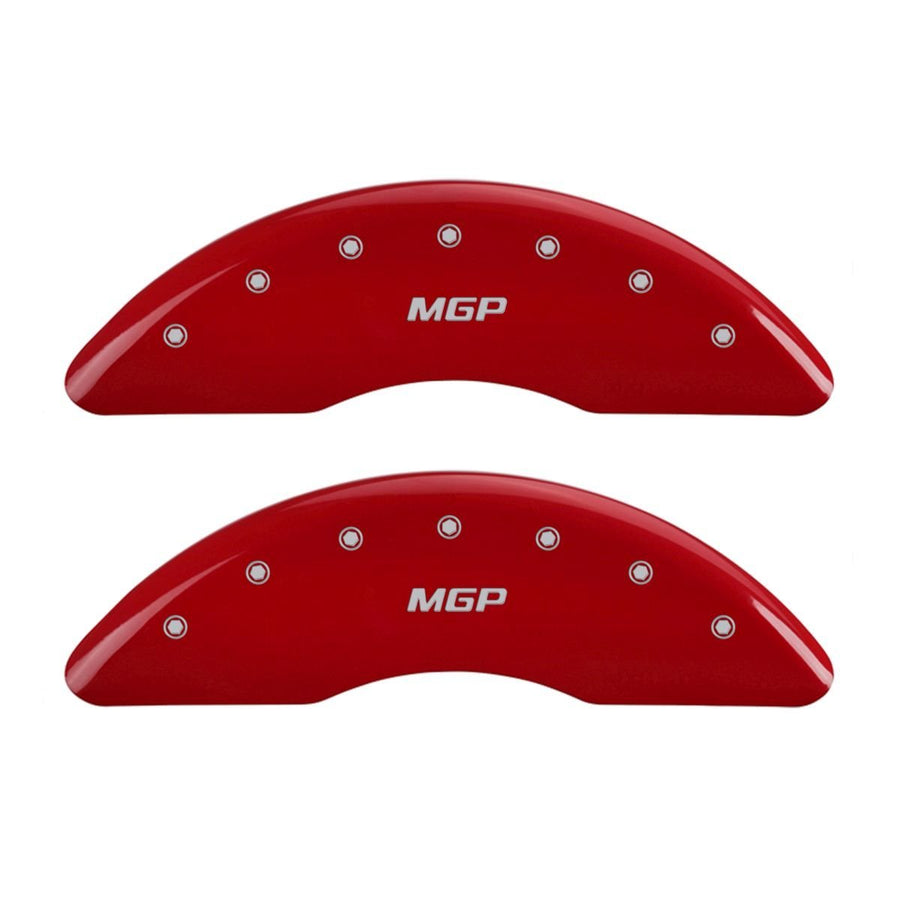 SET OF 4 CALIPER COVERS, REAR AND FRONT: MGP, RED, SILVER CHARACTERS