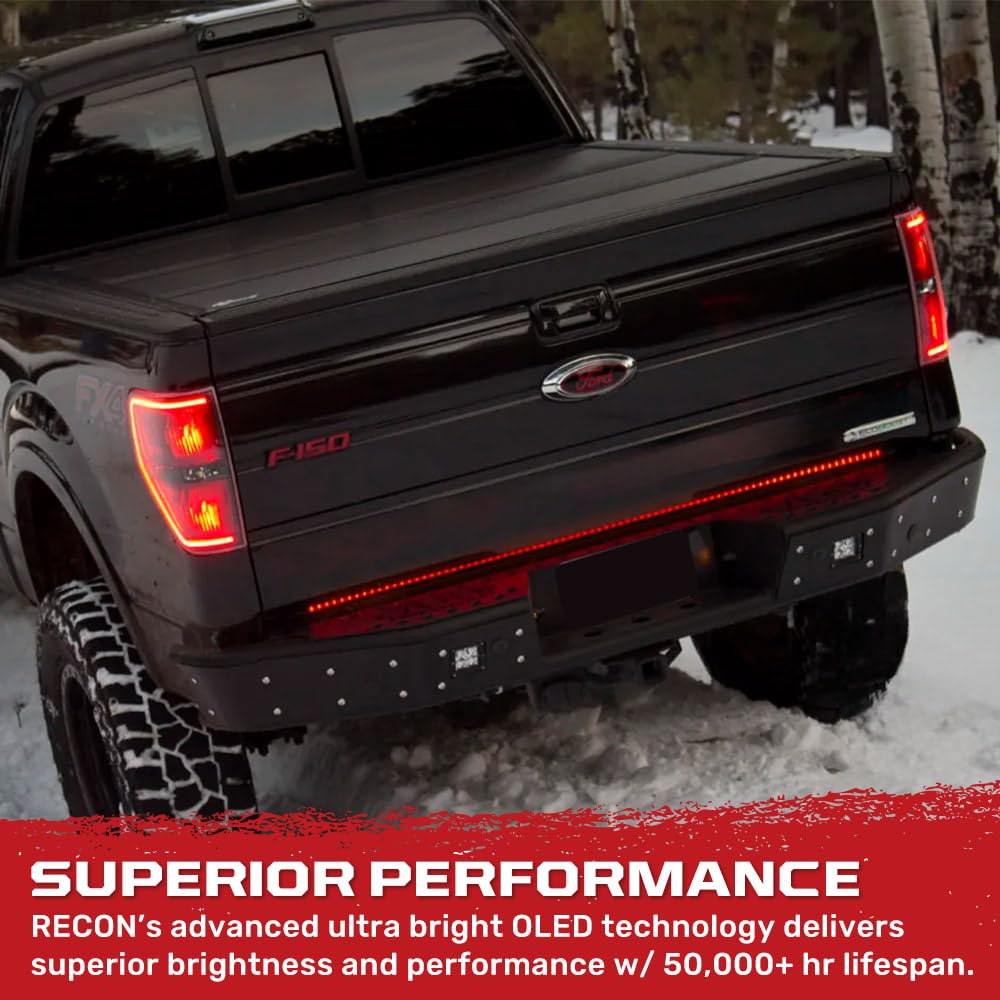 RECON - 60" Universal Fit Tailgate Light Bar High Power Running LED Lights with Scanning Amber Signals, Brake & Reverse Lights for Trucks & SUVS