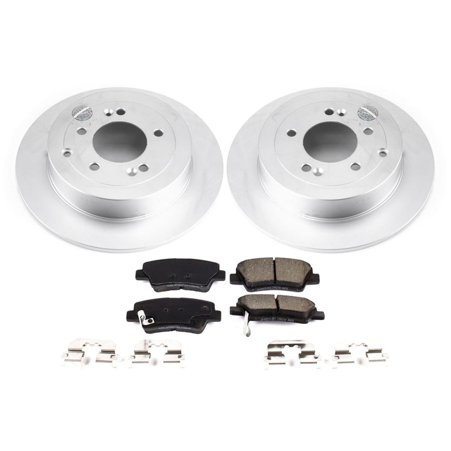 Power Stop Coated Rotor CRK7729 Rear Brake Kit- Coated Brake Rotors and Z17 Ceramic Brake Pads For Hyundai Tucson 2016-2018, Kia Sportage 2017-2022 [Model Specific]