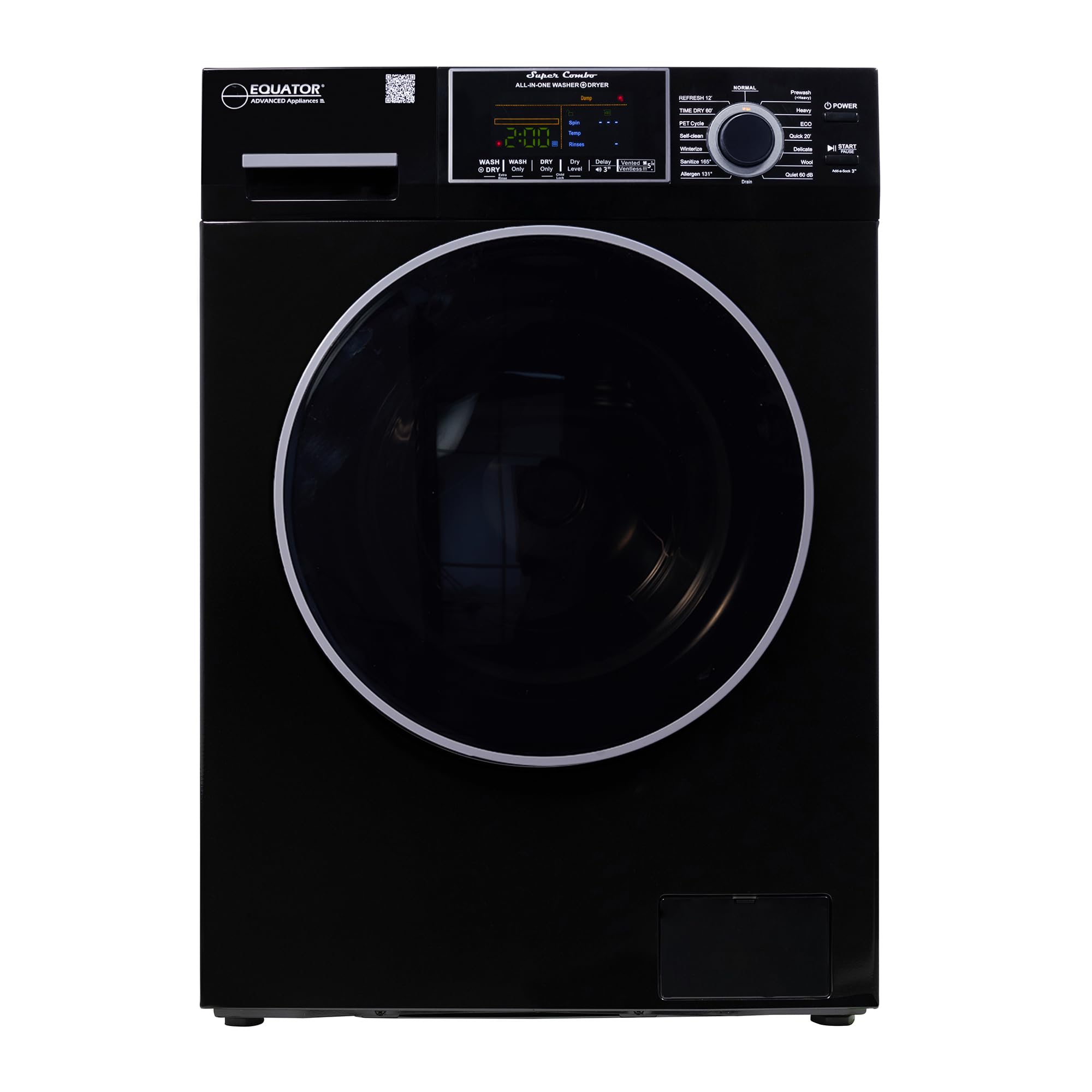 Equator Washer Dryer All-in-One VENTLESS/VENTED PET cycle 1.62cf/15lbs 110V