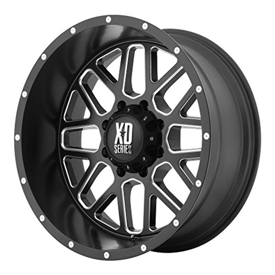 XD820 Grenade by KMC Wheels Satin Black Wheel with Milled Spokes (18x8"/5x127mm, +38mm offset)