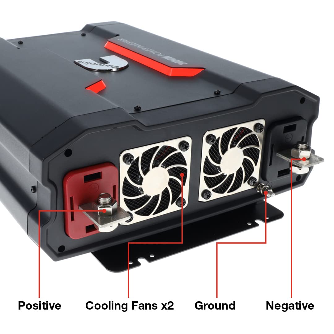 3000 Watts Cummins Inverter Modified Sine Wave Truck Inverter 12 Volts to 110 Volts Four AC Outlets Two USB Ports (Plus Cable Kit)- CMN3000W - Inverters for Vehicles, Van Life, Camping