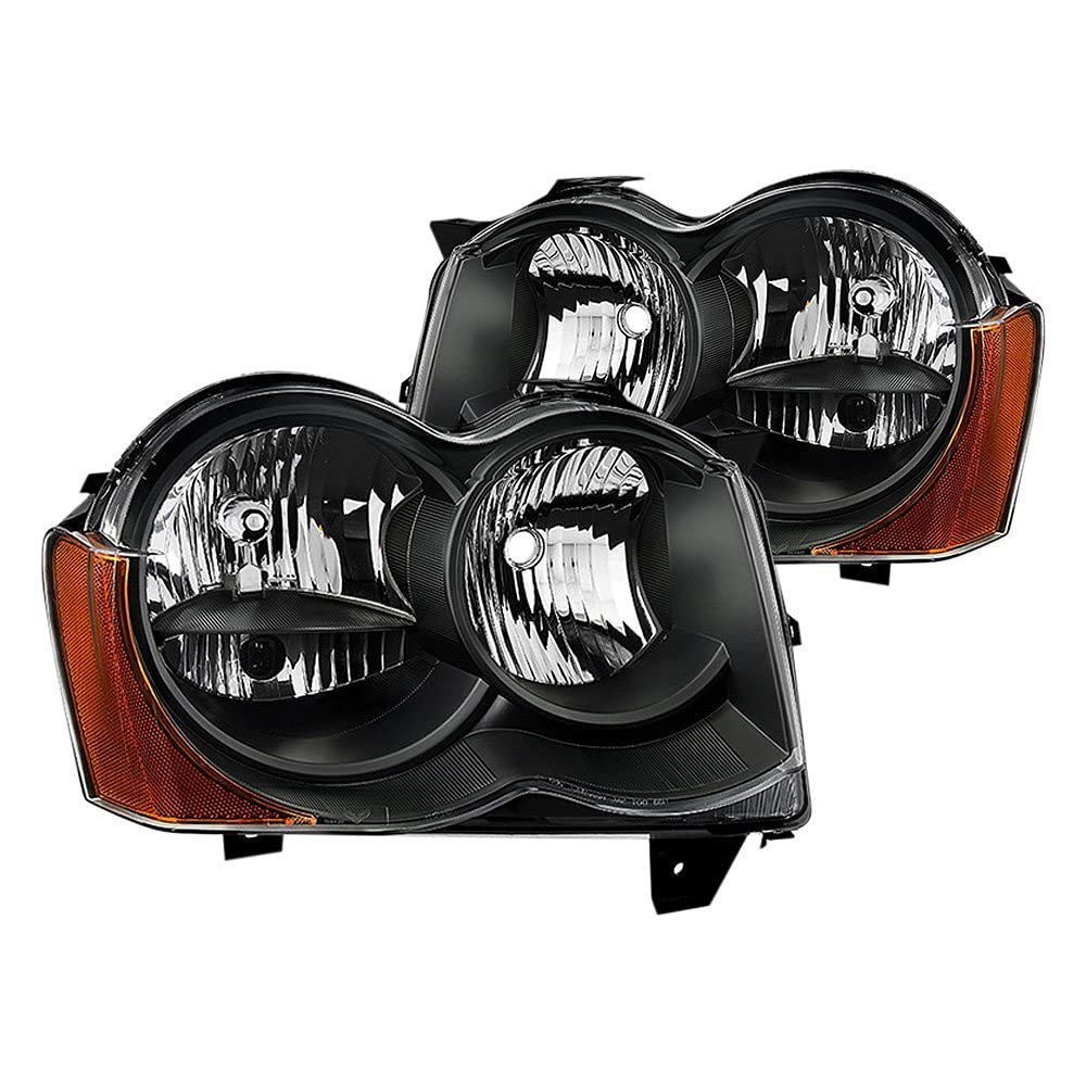 Headlight Xtune HD-JH-JGC08-AM-BK (Jeep Grand Cherokee 08-10 Halogen Model Only (Don't Fit HID Models) OEM Style s - Black)