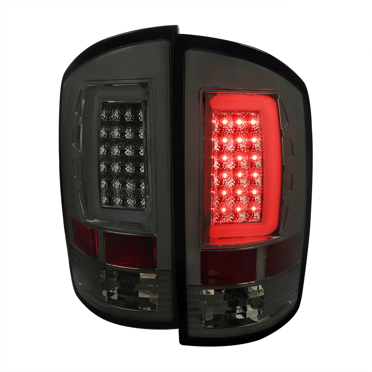 Spec-D Tuning LED Smoke Tail Lights Compatible with 2007-2008 Dodge Ram 1500, 2007-2009 Dodge Ram 2500/3500, Left + Right Pair Assembly
