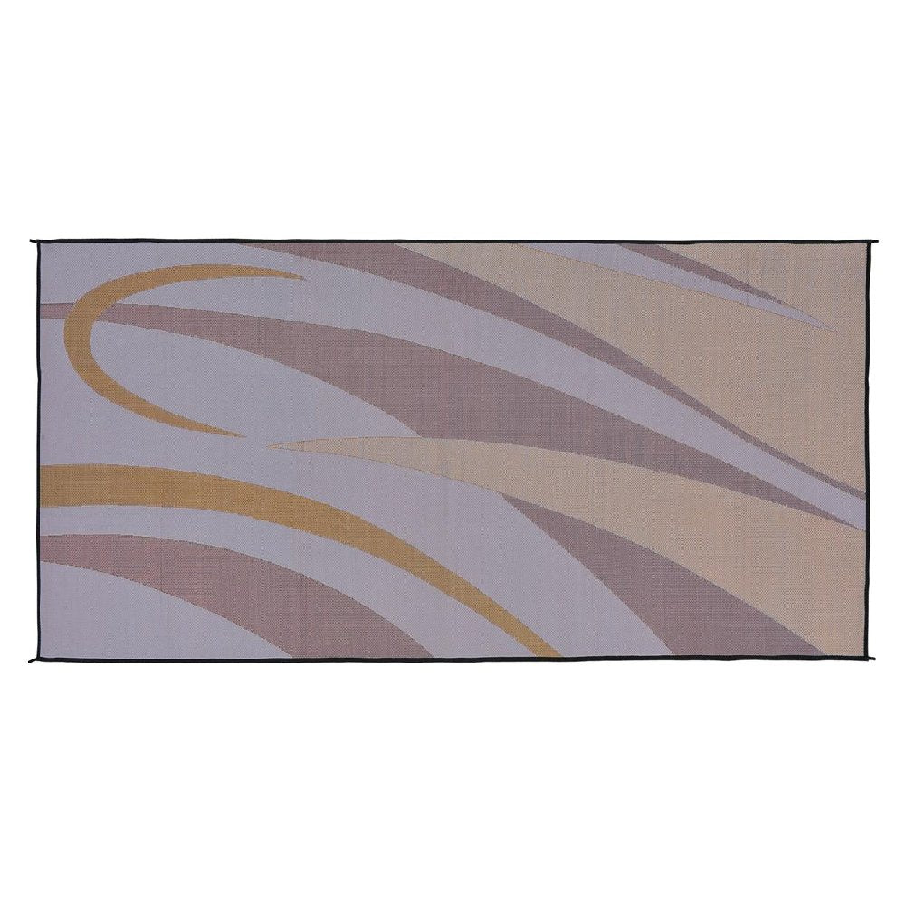 Camping Stylish Reversible Graphic Patio Mat - 8' x 16', Brown/Gold