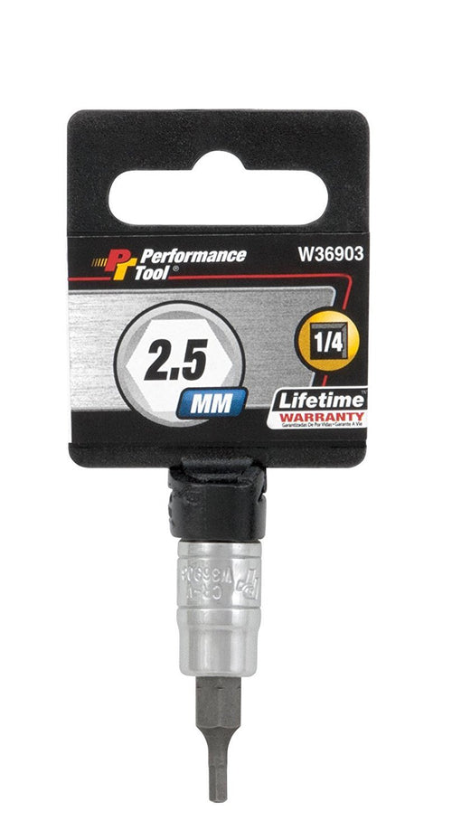 1/4 Drive Performance Tool W36903 Chrome Hex Bit Socket, 2.5mm