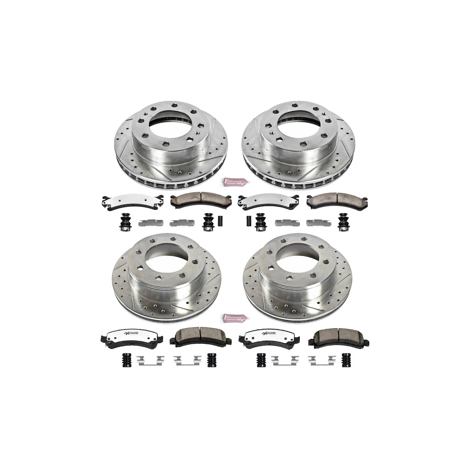 Power Stop K2029-36 Z36 Truck & Tow Front and Rear Brake Kit, Carbon Fiber Ceramic Brake Pads and Drilled/Slotted Brake Rotors For Chevrolet Express 2500, GMC Savana 2500 [Model Specific]