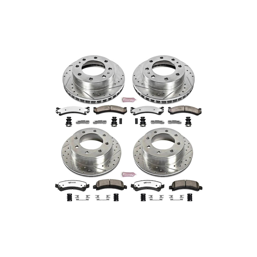 Power Stop K2029-36 Z36 Truck & Tow Front and Rear Brake Kit, Carbon Fiber Ceramic Brake Pads and Drilled/Slotted Brake Rotors For Chevrolet Express 2500, GMC Savana 2500 [Model Specific]