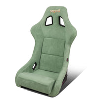 NRG Innovations Universal NRG-FRP-302OL-PRISMA Fixed Back Bucket Racing Seat for 5-Point Harnesses, Size L, Olive Alcantara Material, 24" W X 35" H X 18" D